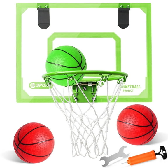 Mini Basketball Hoop Over the Door Glow in the Dark Indoor Basketball Hoop Backboard Christmas Birthday Gift Toy for Kids Boys Girls