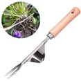 thumbnail image 2 of Lawn weeder, bindweeder, stainless steel hand weeder, weed cutter with wooden handle, garden tools, manual weed rooting fork, 2 of 8