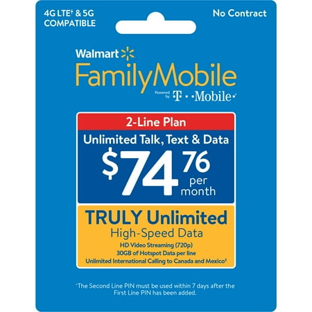 Wmt Family Mobile Wfm $74.76 Family Plan 2