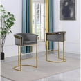 thumbnail image 2 of Tabouret de Bar en Velours Gris Foncé (Unité) avec Base en Métal Doré Chromé, 2 of 3