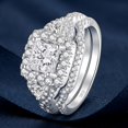 thumbnail image 4 of SFTING Wedding Ring Set for Women 925 Sterling Silver Bridal Ring Sets Princess Pear Cut Halo Engagement Rings Gift for Her Size 9, 4 of 6