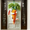 thumbnail image 6 of Easter Carrot Wreath Decoration For Front Carrot Door Wreath Sign Easter Wall Signs Decorations For Home Porch Spring Farmhouse Party Decor Easter Themed Door Flag With Easter Bunny(White) Easter Dec, 6 of 6