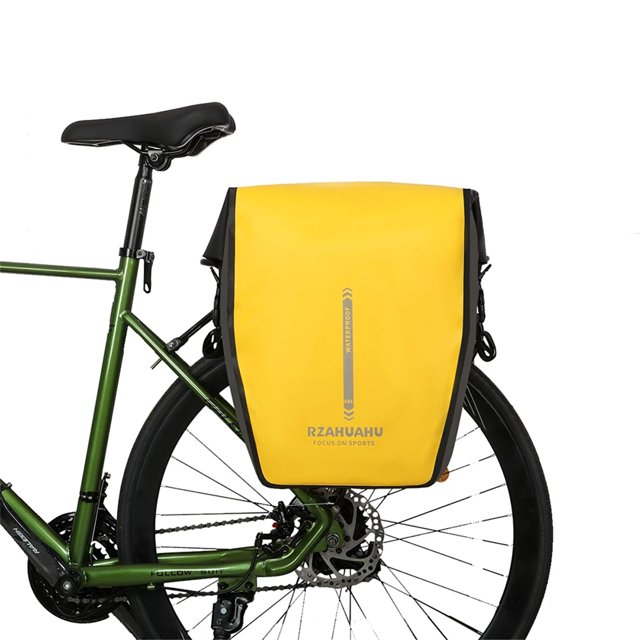 Bicycle Rear Side Bag Fully Waterproof PVC Bicycle Rear Rack Tail Seat Trunk Pannier 18L Reflective Cycling Bag