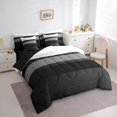 thumbnail image 4 of Manfei Adult Modern Abstract 7pcs Bedding Comforter Set, Fashion Stripe Ombre Queen Bedding Sets, Black Grey Reversible Queen Sheet Sets, Luxury Bedroom Decor, 4 of 8