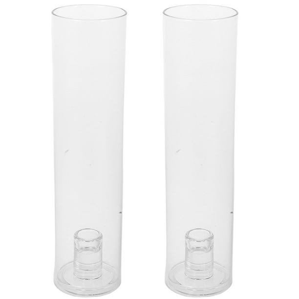 1 juego de candelabros de vidrio transparente para velas cónicas con base resistente al viento, cubiertas cilíndricas, soporte alto para velas, ideal para bodas, cumpleaños, Navidad y decoración del