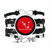 My Only Curse Is You Art Deco Fashion Bracelet Love Accessory Twisted Leather Knitting Rope Wristband
