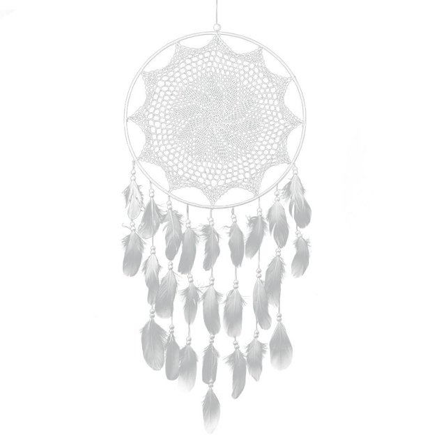 Decorativa Atrapasueños floral blanco de 43,3 pulgadas con plumas, regalo artesanal hecho a mano Likrtyny Decoraciones