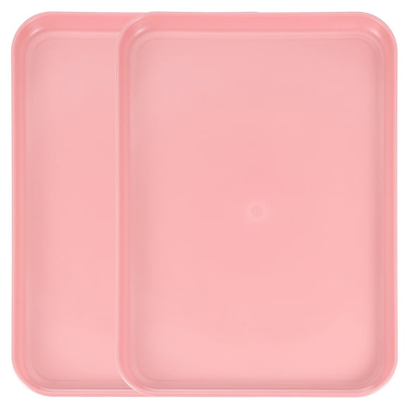Uxcell2Pcs Plastic Serving Trays, 12.2 x 8.7 Inch Rectangle Food Trays Serving Cafeteria Trays for Kitchen Restaurant Coffee Fruit Burger Lunch Dessert, Pink