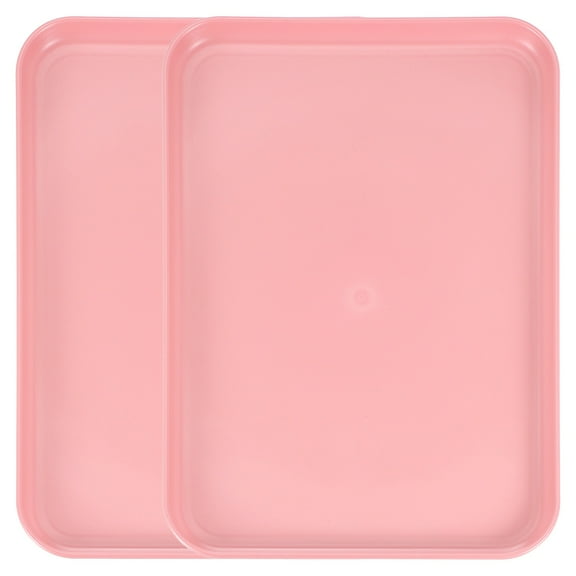Uxcell2Pcs Plastic Serving Trays, 12.2 x 8.7 Inch Rectangle Food Trays Serving Cafeteria Trays for Kitchen Restaurant Coffee Fruit Burger Lunch Dessert, Pink
