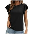 thumbnail image 1 of TSADFHJI T-Shirts en Coton pour Femmes Blanc Mode Manches Courtes Col Rond T-Shirt Noir TG, 1 of 6