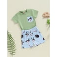 thumbnail image 4 of Musuos Kid Boy Casual Summer Outfit, 6M 12M 18M 24M 3Y 4Y Duck Print Short Sleeve T-Shirt Elastic Waist Shorts Baby Toddler 2PCS Set, 4 of 10