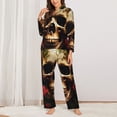 thumbnail image 2 of Honeii Butterfly Flower Plant Skull print Women's Pajama Sets Long Sleeve Button Down Sleepwear Nightwear Soft Pjs Lounge Sets-X-Large, 2 of 7