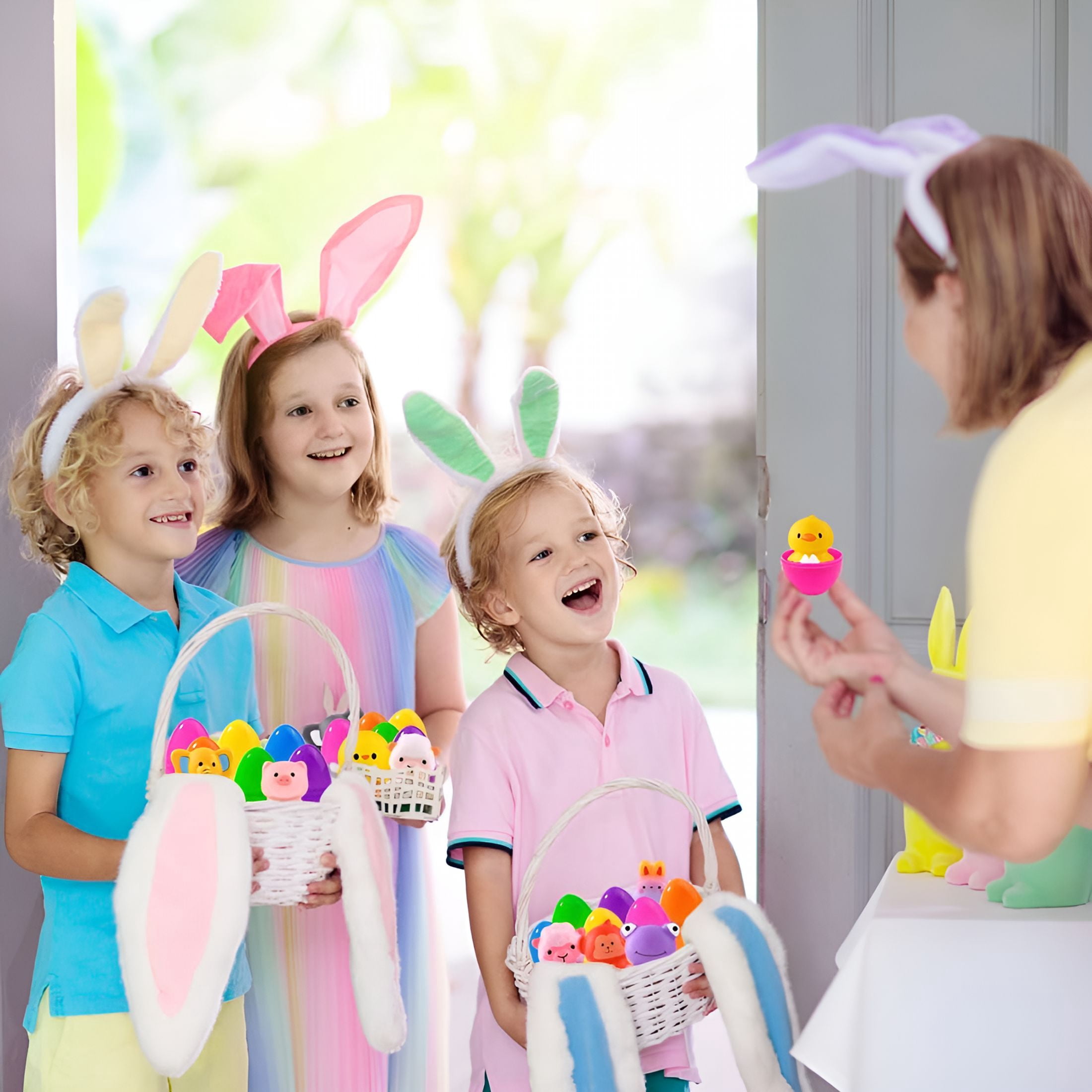 CYFW 24pcs Prefilled Easter Eggs with Animal Toys,Easter Basket Stuffers Egg Hunt Egg Fillers Squeeze Toys for Boys Girls Easter Party Favors for Kids Classroom Prize