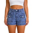 thumbnail image 2 of Conairie Jean Cargo Shorts for Women Y2k High Waist Stretchy Denim Shorts Summer Shorts with Pockets BU2 XXL, 2 of 4