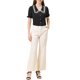 thumbnail image 2 of INSPIRAR CHIC Blusa de Mujer con Cuello Peter Pan en Contraste y Botones de Manga Corta L Negra, 2 of 7