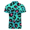 thumbnail image 5 of Blue Pink Leopard Skin Men Zipper T-shirt Summer Casual Short Sleeve T-shirt Top, 5 of 7