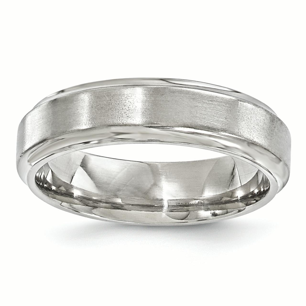 Wedding Band - Edward Mirell Titanium Beveled 6MM Wedding Band Ring