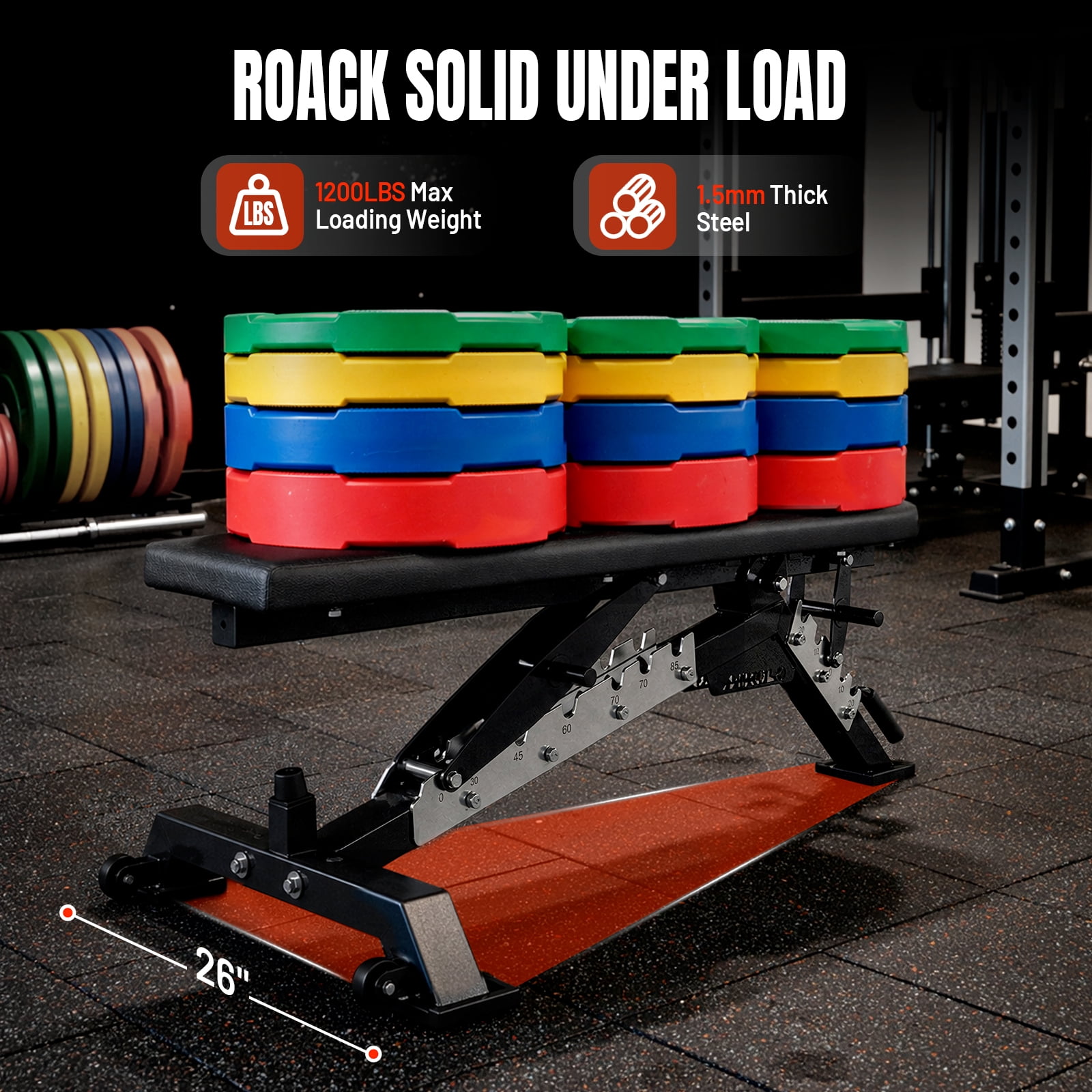 Mikolo Adjustable Weight Bench, FID 8 Positions Foldable Workout Bench, Support up to 1200LBS
