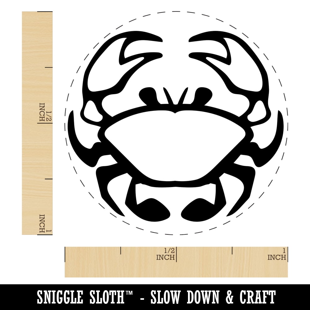Crab Icon Self-Inking Rubber Stamp Ink Stamper - Fuchsia Ink - Medium 1 Inch
