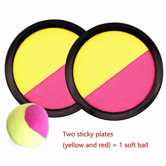 Toss and Catch Ball Set，Toss and Catch Sports Game Set，Version 7.49inch Toy Catch Toy for Gift Kids/Adults/Family/Backyard Beach Outdoor Games，Yellow-Red(Softball)