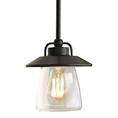 allen + roth mission bronze edison mini pendant light with clear