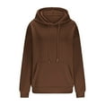 thumbnail image 4 of Womens Oversized Hoodies with Front Pocket Cotton Fleece Lined Winter Fall Casual Pullover Top Hooded Sweatshirt (XL, Brown), 4 of 6