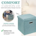 thumbnail image 5 of VECELO Folding Storage Ottoman 15" Square Cube Storage, Space-Saving Box Foot Rest Stool Seat For Bedroom Living Room, Green, 5 of 12