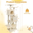 thumbnail image 3 of Gymax 57'' Cat Tree for Indoor Cats w/Dual Condos Hammock Sisal Scratching Posts Beige, 3 of 10