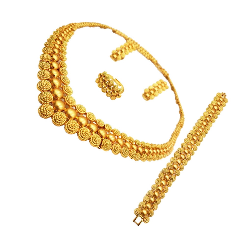 Dubai Gold Color Jewelry Set Trendy Necklace Sets Women Wedding Bridal for Bride Gold Jewelry Festival Party Bridal Women