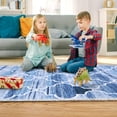 thumbnail image 6 of Washable Area RugMoroccan Entryway Rug Area Rug Stain Resistant Non-Slip Accent Rug Distressed Trellis Floor Carpet for Indoor Front Entrance Kitchen Bathroom, Navy, 2' x 3', 6 of 9