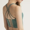 thumbnail image 5 of Women's sports Underwear with removable pad Sexy Cross Back lace-up Yoga Underwear Training Vest - Haze Green - S, 5 of 6