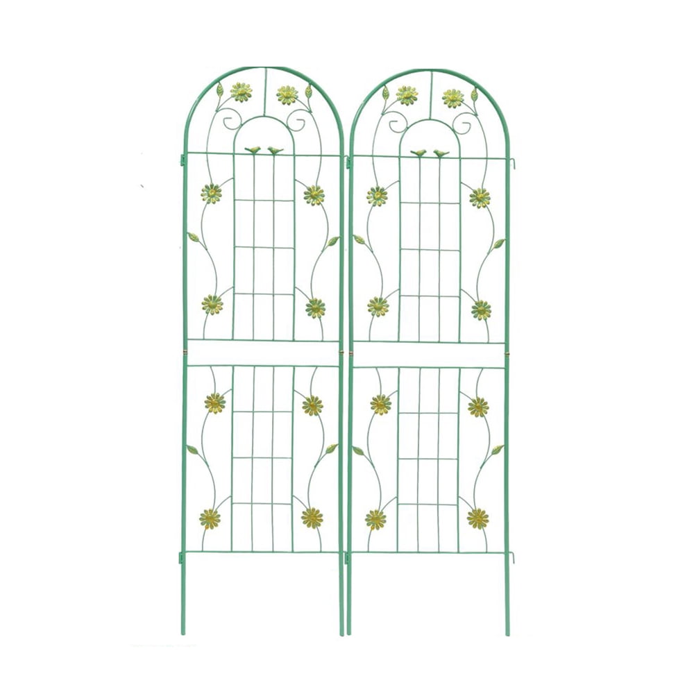 IVV 2 Pack Metal Garden Trellis, 71"H x 19.7"W Decorative Outdoor Trellis for Climbing Plants, Flowers, Vegetables, Rustproof Cucumber Trellis for Garden, Yard, Patio (Green)