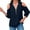 Navy, variant on Cold Shoulder Women Solid Color V-neck Zipper Blouse Off Shoulder Summer Tops