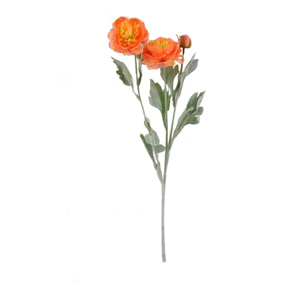 HOARBOEG 3Pcs 3 Head Flocked Artificial Peonies Orange - Realistic Faux Silk Flowers for Home Decor, Wedding Centerpiece, Table Arrangement and Living Room Decoration