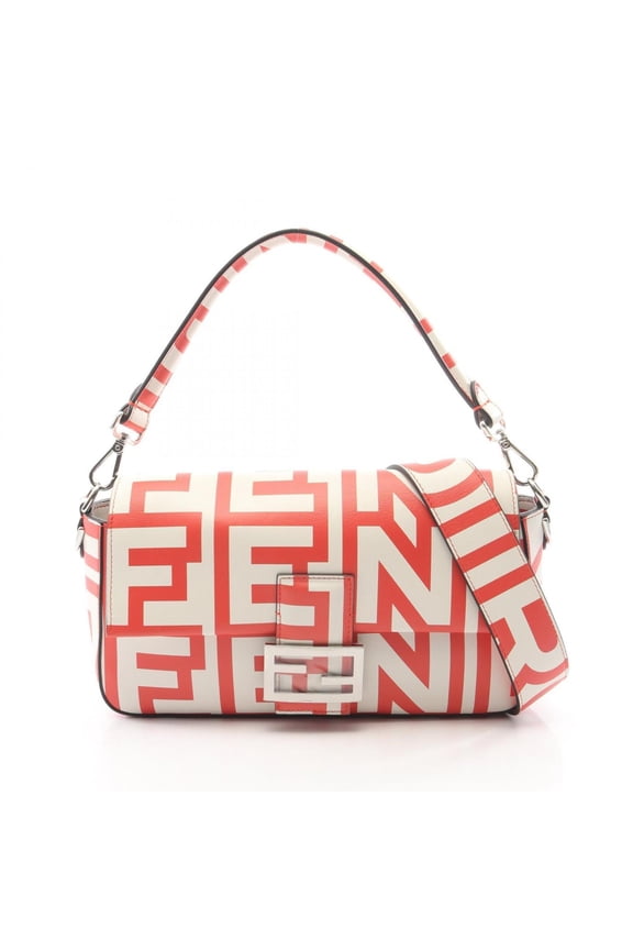 Pre-Owned Fendi x Marc Jacob Mamma Bucket 2-Way Handbag, Leather, Women's, White/Red