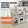 thumbnail image 4 of STAWAY 12"x72" Double Tier Stainless Steel Work Table - Durable, NSF Certified, Adjustable Shelves for Kitchen, Restaurant, Bar & Catering Use, 4 of 9
