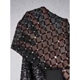 thumbnail image 7 of Black Mesh & Rhinestone Splice Long Sleeve Bodycon Mini Dress For Party Or Date, 7 of 7