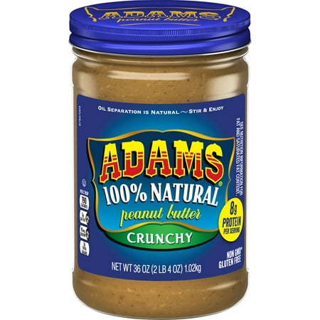 Adams Natural Crunchy Peanut Butter, 36-Ounce
