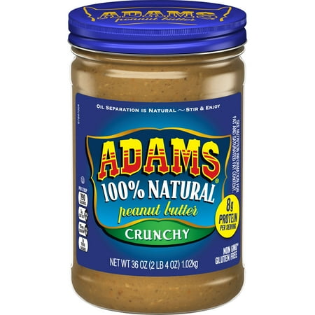 - Adams Natural Crunchy Peanut Butter, 36 oz