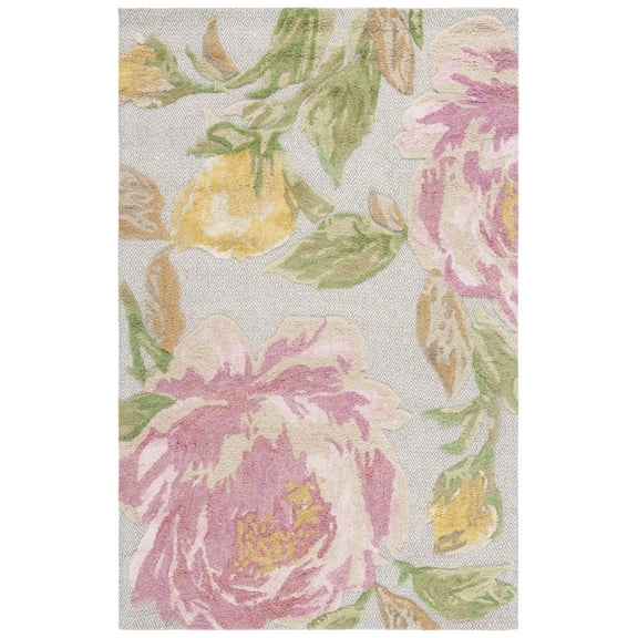SAFAVIEH Glamour Mariko Floral Area Rug, Pink/Grey, 6' x 9'