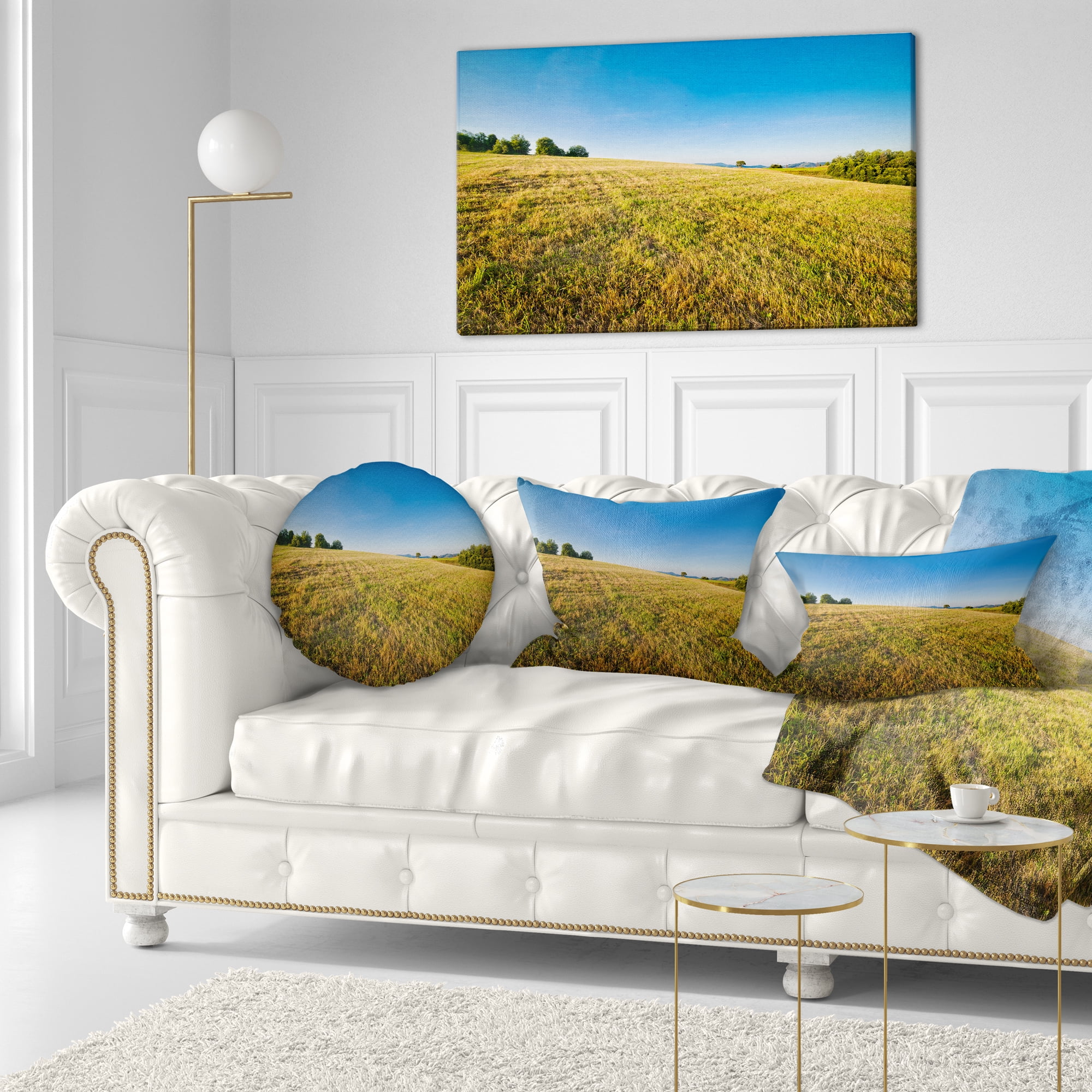 Designart Sunrise Over Green Mountains - Landscape Photo Throw Pillow - 12x20