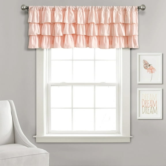 Lush Decor Belle Ruffle 18" x 84" Ruffle Blush 3" Rod Pocket Single Valance
