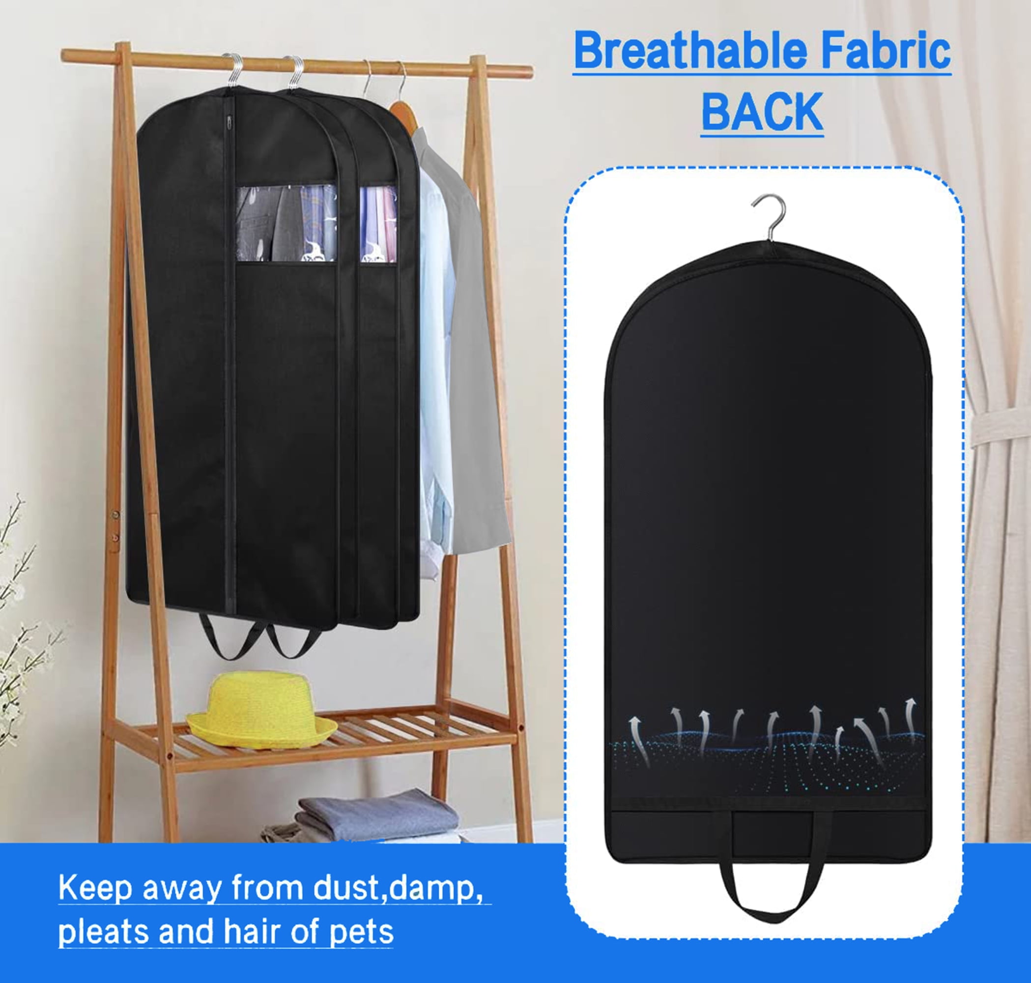 MISSLO Garment Bags for Travel Heavy Duty Moving Bags Large Capacity  Hanging Clothes Bag for 20 Shirts Waterproof Fabric Suit Covers for Closet