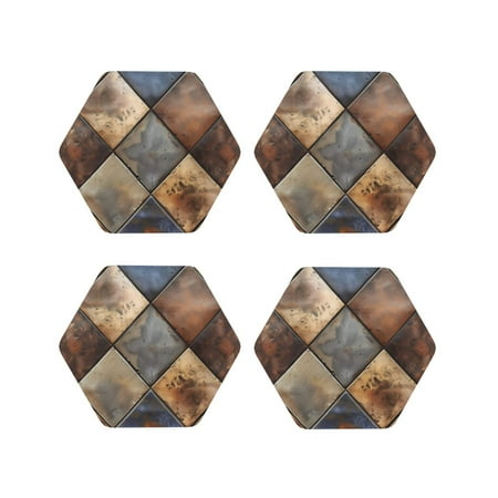 

Tideii Rustic Tile Pattern for Leather Coasters 4 Pieces Anti-fouling and Anti-scalding Decorative Coasters Suitable for Restaurants Kitchens Coffee Shops-Hexagon