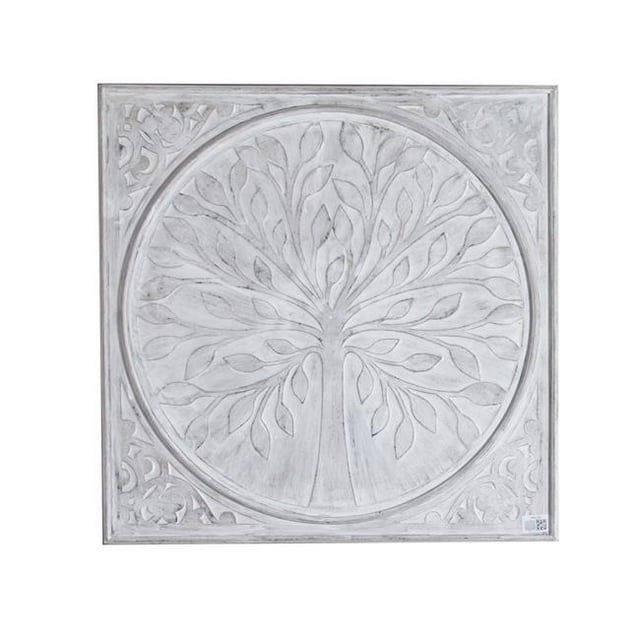 Luxen Home WHA538 31.5 in. Tree Inlay Square Metal Wall Panel