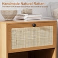 thumbnail image 4 of Brafabhome Rattan Nightstands with Drawer, Modern Bedside Tables with Open Storage Shelf for Bedroom, Accent Sofa End Table with Steel Legs for Living Room, Set of 2 | Brown, 4 of 8
