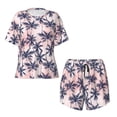 thumbnail image 5 of "Wukai Tropics Palm Trees Women's Pajama Set - Short-Sleeve Top and Shorts with Elastic Waistband and Pockets for Loungewear, Yoga, and Casual Wear-3X-Large, 5 of 8