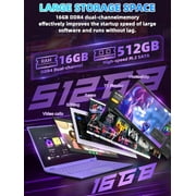 【Win 11 Pro/MS Office 2019】16 Purple Laptop,Celeron N95 (up to 3.4GHz), 16GB DDR4 RAM 512G SSD,Color Backlit KB,Ultra-Narrow Bezel Full HD, Face Unlock, USB-C/HDMI/WiFi/BT, for Business Study