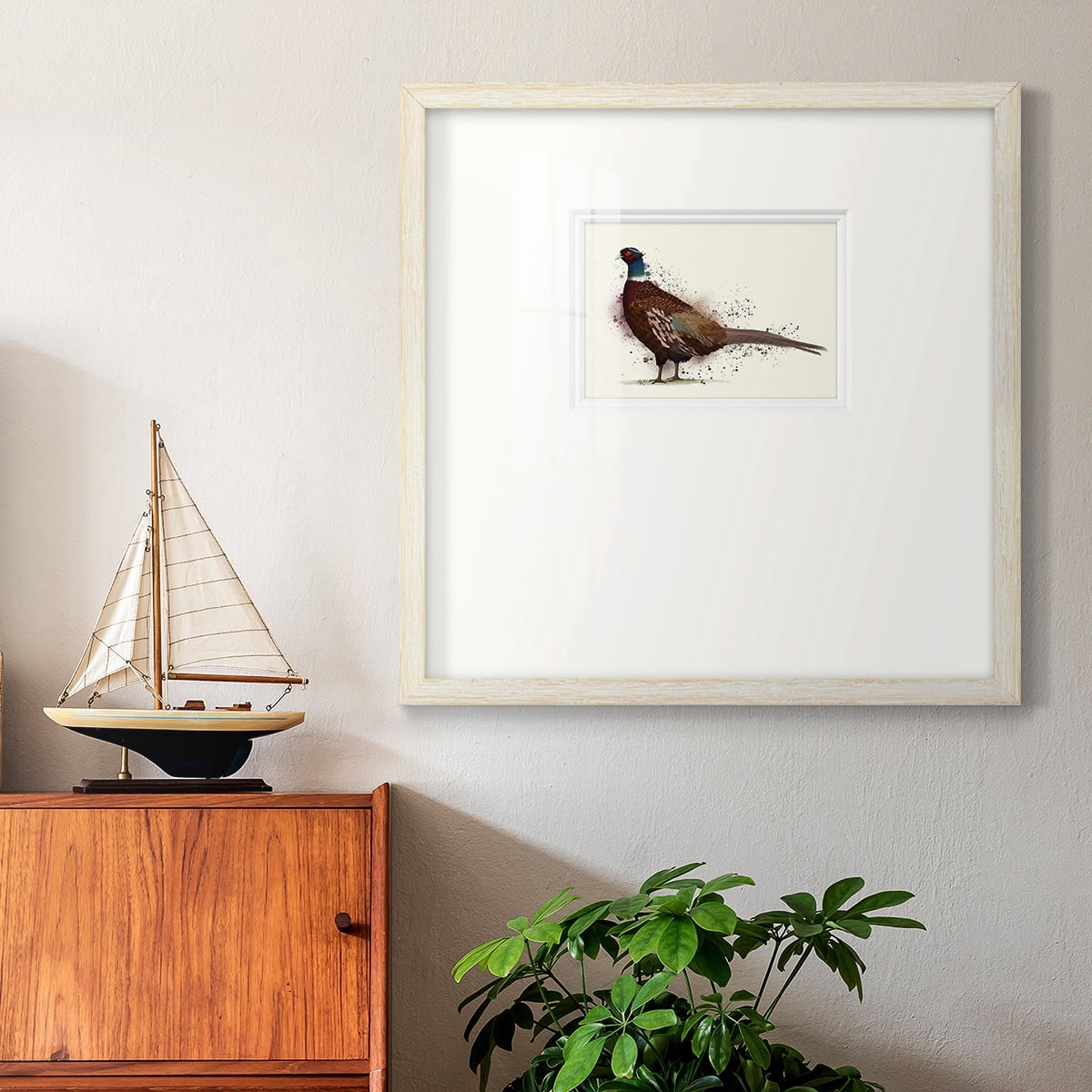 Pheasant Splash 1Premium Framed Print