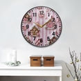 thumbnail image 2 of Yayeee Wall Clock Battery Operated 11.9" Silent Quartz Non-Ticking for Living Room Decor, Pink Gingerbread Houses, 2 of 8